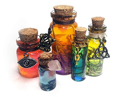 B&E Mini Potion Bottles [Randomized 5ct] Decorative Prop Fantasy Witch Wicca Occult D&D Accessory *