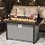 SUNCROWN Outdoor Fire Pit Table, 45in 50,000 BTU Wicker Patio Propane Gas Fire Pit with Glass Wind Guard, Aluminum Tabletop, Firepit Lid, Blue Clear Glass Rocks and Waterproof Cover, Grey