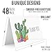 Cactus Thank You Cards with Envelopes for Thank You Notes! Bulk Set of 48 Blank Gift Cards with Envelopes for Baby Shower Note Cards, Watercolor Wedding Thank You Cards and Bridal Shower Thankyou Card