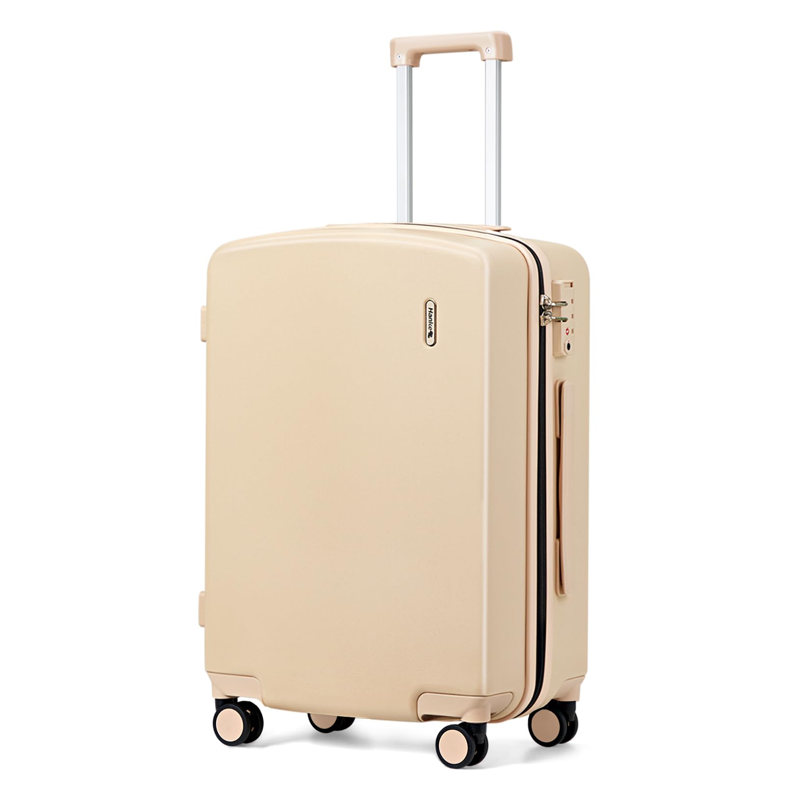 hanke luggage 24 inch checked luggage with spinner wheels lightweight hard shell suitcases tsa luggage medium size rolling luggage for travel suitcase checked bag(cuba sand)