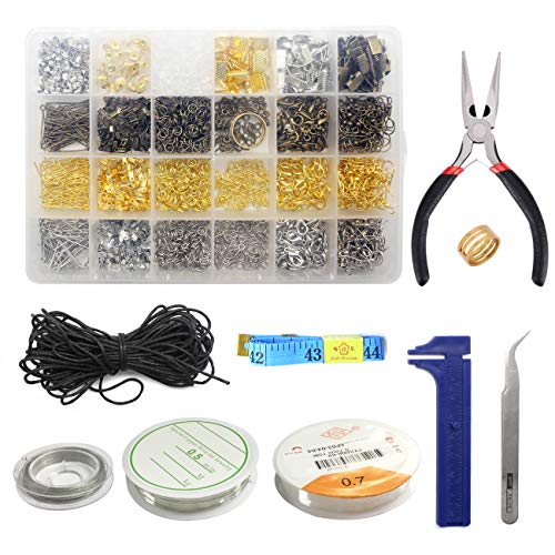 Kit para Hacer Joyas, The perseids Conjunto de Hallazgos de Joyería, Herramientas de Reparación de Joyería, Kit de Bricolaje con Alicates, Alambres de Rebordear, Pinza y Anillo de Latón