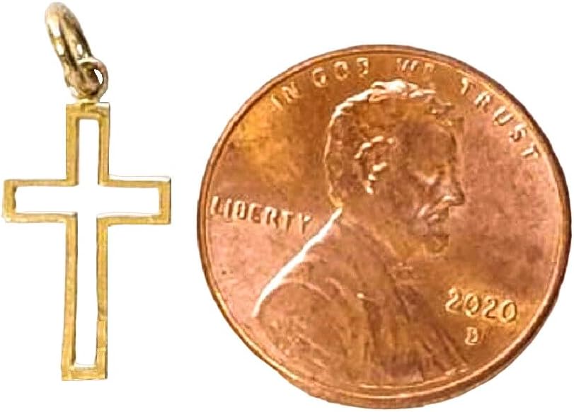 14k Yellow Gold Small CROSS Pendant/Charm, Made in USA