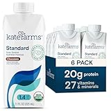 KATE FARMS Organic 1.4 High Calorie Nutrition Shake, Chocolate, 20g Protein, 27 Vitamins and Minerals, Meal Replacement, 11 oz (6 Pack)