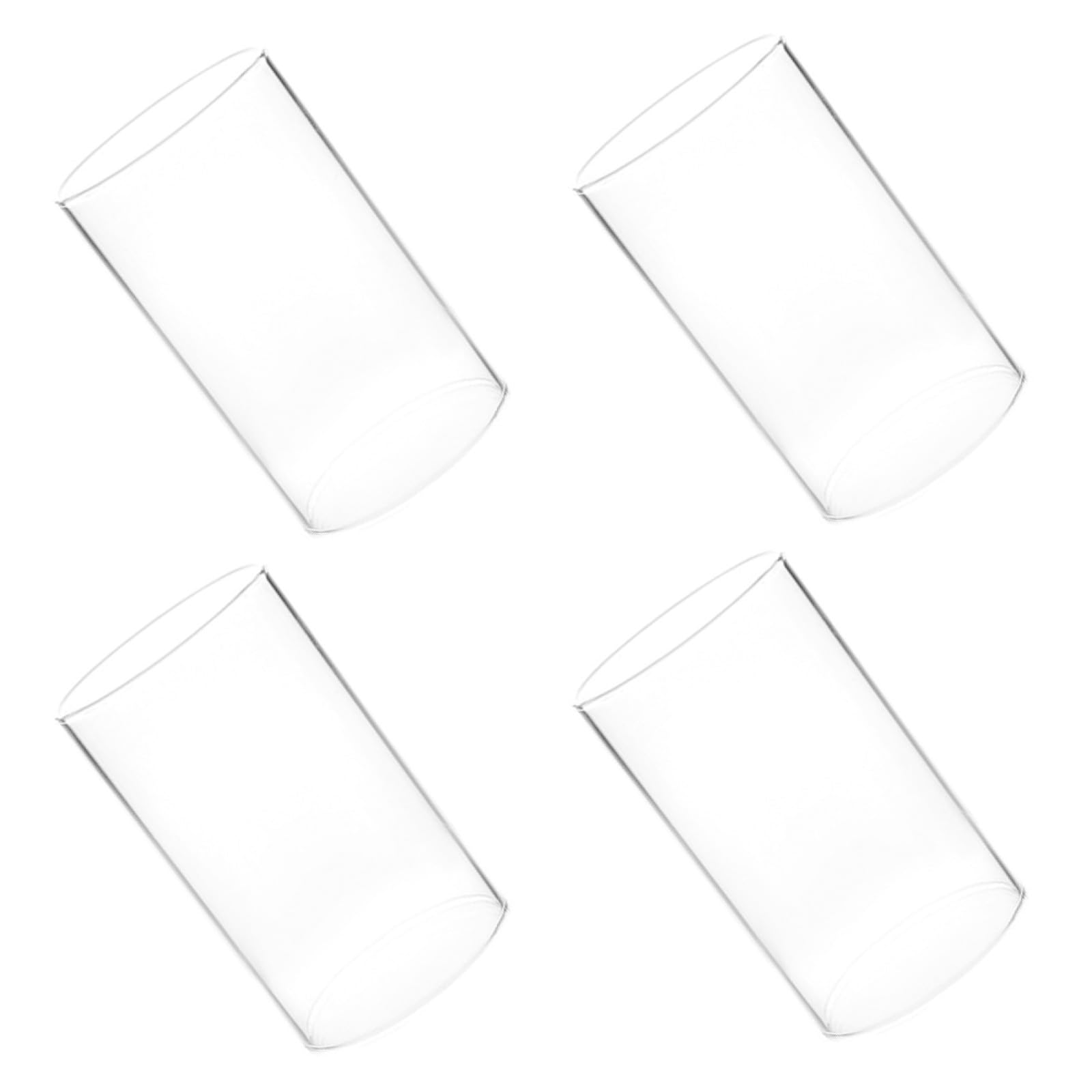 Paralume in Vetro per Candele Cilindrico Trasparente 4 Pezzi | Borosilicato ad Alta Resistenza, per Candele e Luci Led, Decoro DIY Effetto Luce Caldo e Morbido