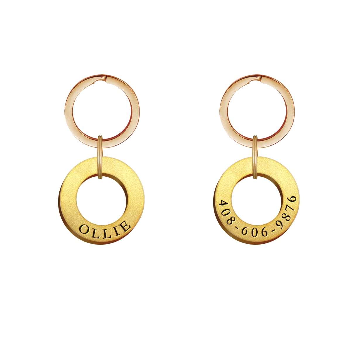 MEMOPAW Dogs ID Tags Personalized Double Sided Deep Engraved Cat & Dog Collar Charm Ring Shape Brass Large