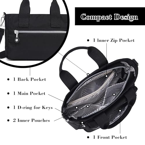 AOCINA Mini Tote Bag with Multi Pockets Small Crossbody Bags for Women Nylon Printed Shoulder Bag4