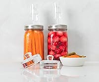 Vista 6 de JILLMO Kit de fermentación para frascos Mason de boca ancha, tapas de fermentación de acero inoxidable con pesos de vidrio y esclusas de aire, juego