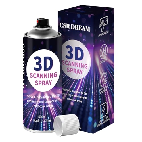 3D Scanning Spray for All 3D Scanners Professional 3D Scanner Spray Safety Material Easy to Clean High Reflectivity for Transparent Reflective or Highly Textured Surfaces-500ML sf1s1