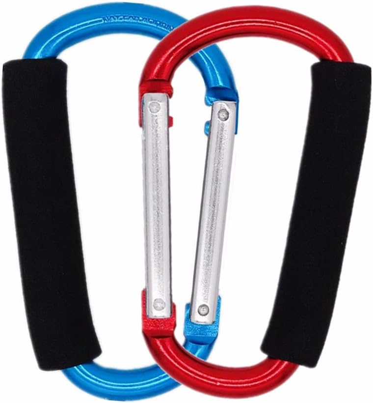 Stroller Hooks, 2 Pack 5.4" Aluminum Steel Large Carabiner - Stroller Organizer Hook Clips for Hanging Diaper Bags