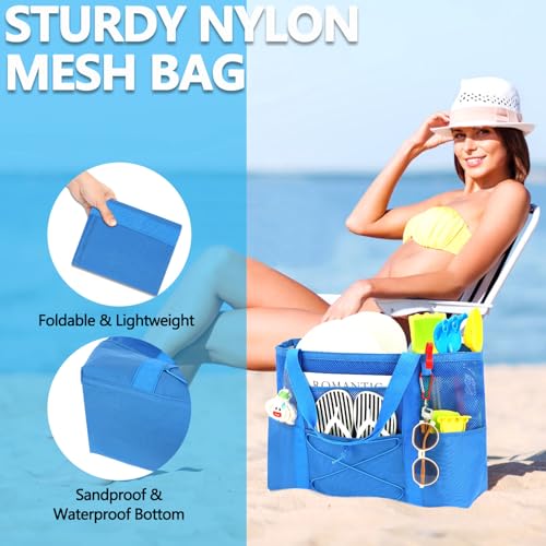 Image of Fammart Large Mesh Beach Bag for Women, Oversized Beach tote Swim Pool Bag