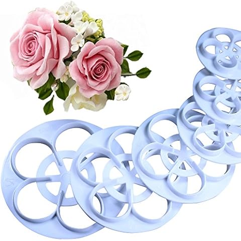 KALAIEN Rose Flower Cutters Set Gumpaste Flowers Modelling Tools for Cake Decorating Cookie Mold Sugarcraft Plunger Cutter Mold Set of 6 Cover