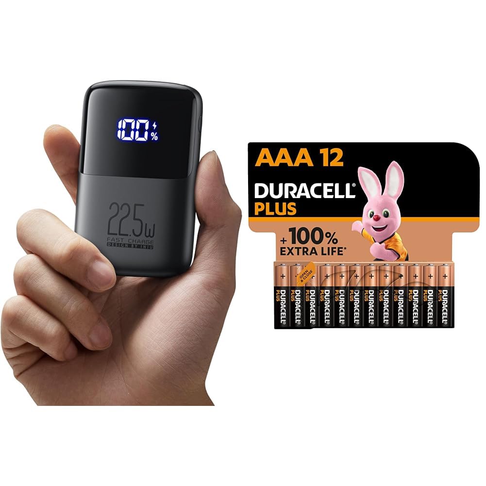 Pilas AAA Duracell Plus de 12 piezas evitan cortes de energía junto a INIU 8