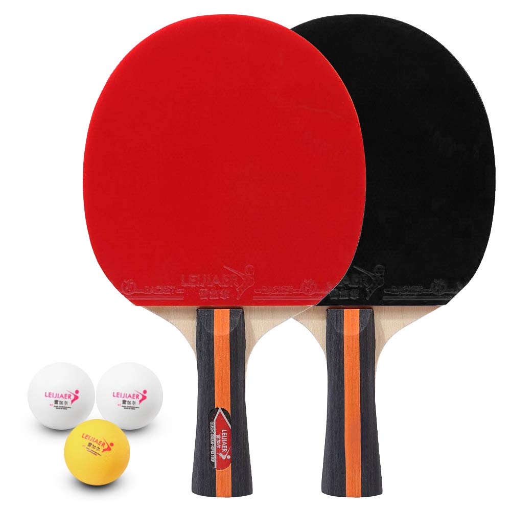 Table Tennis 2 Player Set, 2 Rackets with Soft Rubber, 3 Balls, and Cover Bag - Durable 7 - Ply Wood Handles, Comfortable Grip, Ideal for Home and Club Play