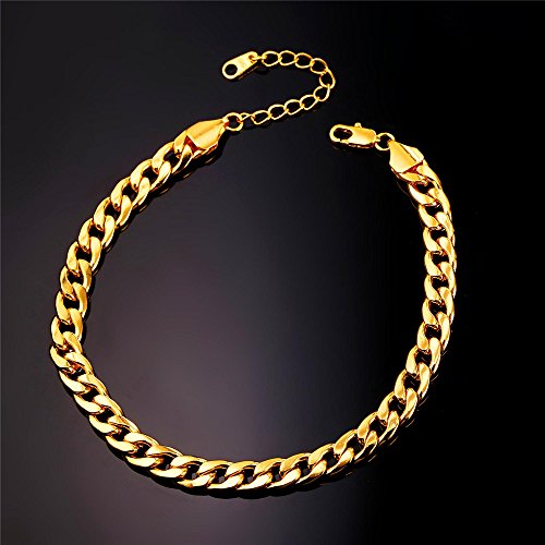 U7 Barefoot Jewelry 18K Gold Plated Cuban Chain Anklet Women/Men Foot Bracelet thumb #3
