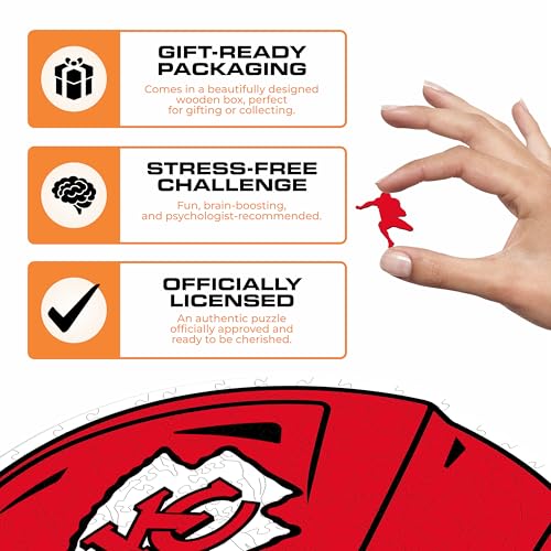Iconic Puzzles, Kansas City Chiefs Helmet, Wooden Puzzle officially licensed NFL, 100% sustainable - Image 3