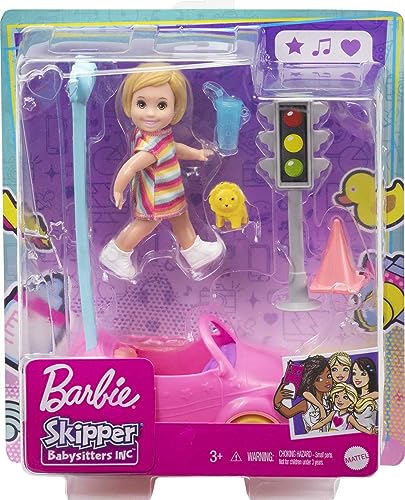 Barbie GRP17 - Skipper Babysitters Inc. Zubehörset mit Kleiner Puppe und Spielzeugauto und Zubehör, für Kinder von 3 bis 7 Jahren