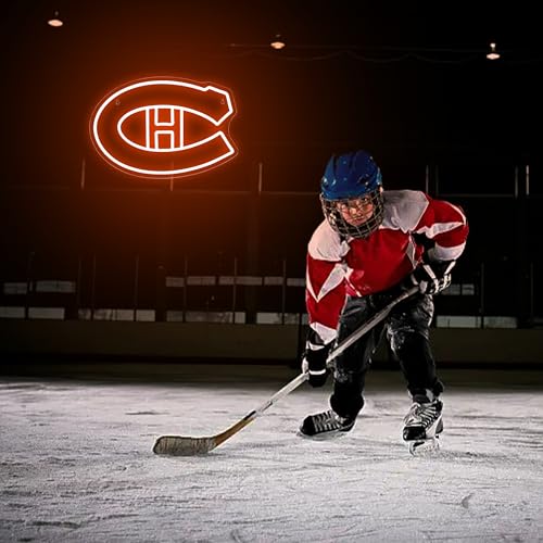 Image of Ice Hockey Neon Sign,Sports Hockey Team,Ice Hockey LED Sign,Sport Neon Lights,Hockey Light,Hockey Club Decor,Hockey Gifts for Boys,Montreal Hockey Fans,Size 16.5 * 11.4 inches(XD101)