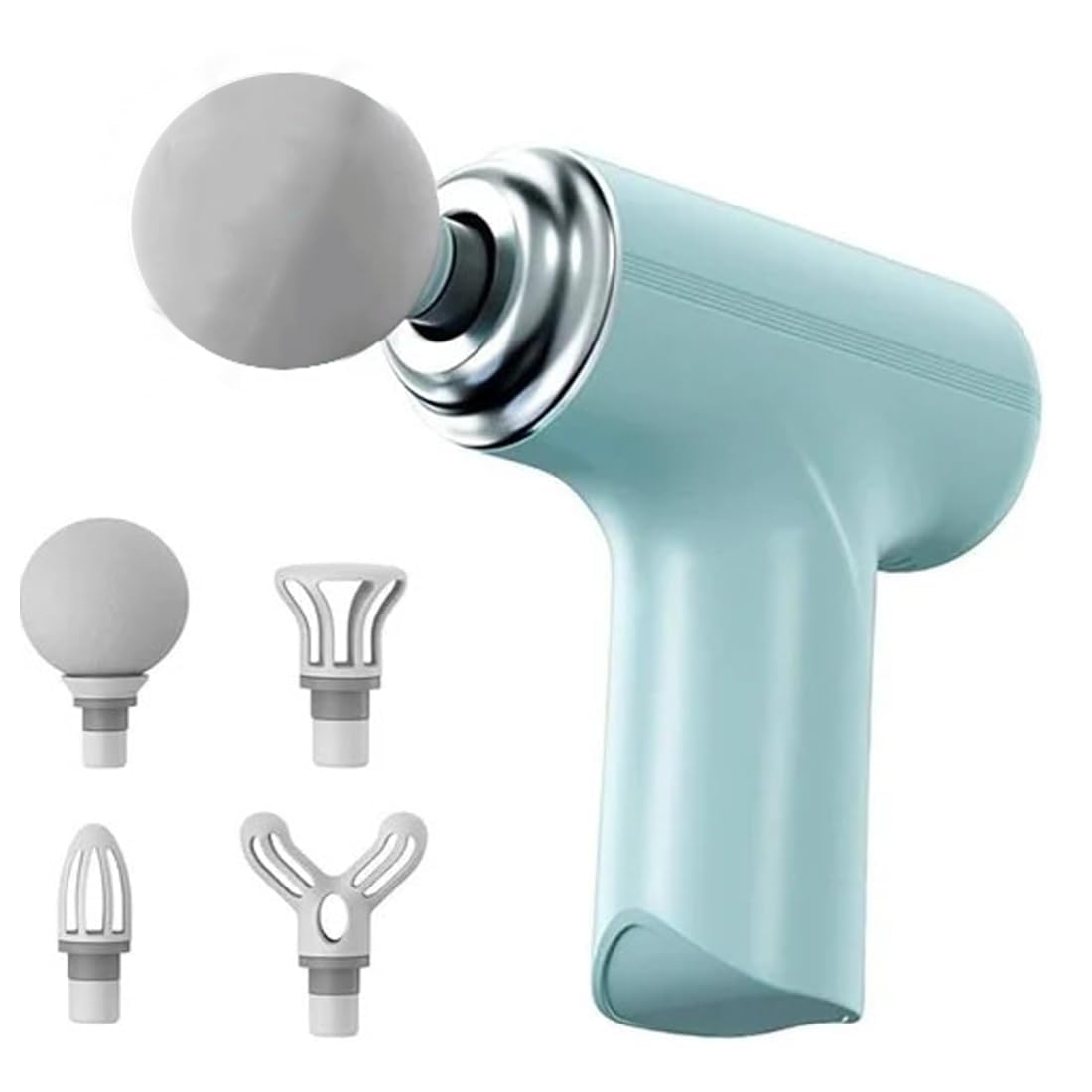 bouncefit mg-203 portable handheld electric massage gun | body massager for pain relief | massage gun for back, leg & full body | 4 speed modes | long battery life | 4 specialized heads for full body pain relief (dd)