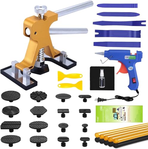 LTGABA Dent Puller - 36pcs Car Dent Remover Puller, Car Dent Repair Kit with Adjustable Golden Dent Puller and 20W Glue Gun for Car Hail Damage Dent & Car Dent Remover