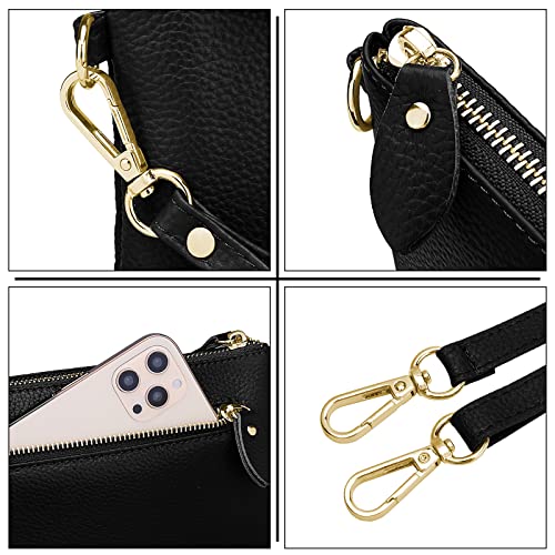 Image of YALUXE Women's Genuine Leather Wristlet Purse Clutch Handbag with Phone Pocket Card Holder and Crossbody Strap