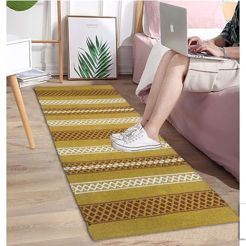 Image of 2x5 ft Cotton Runner Rug - Breathable Flatweave Carpet for Entryway, Balcony & Studio Styling