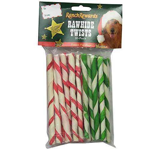Ranch Rewards Holiday Rawhide Twists — Assorted Festive Treats For Dogs