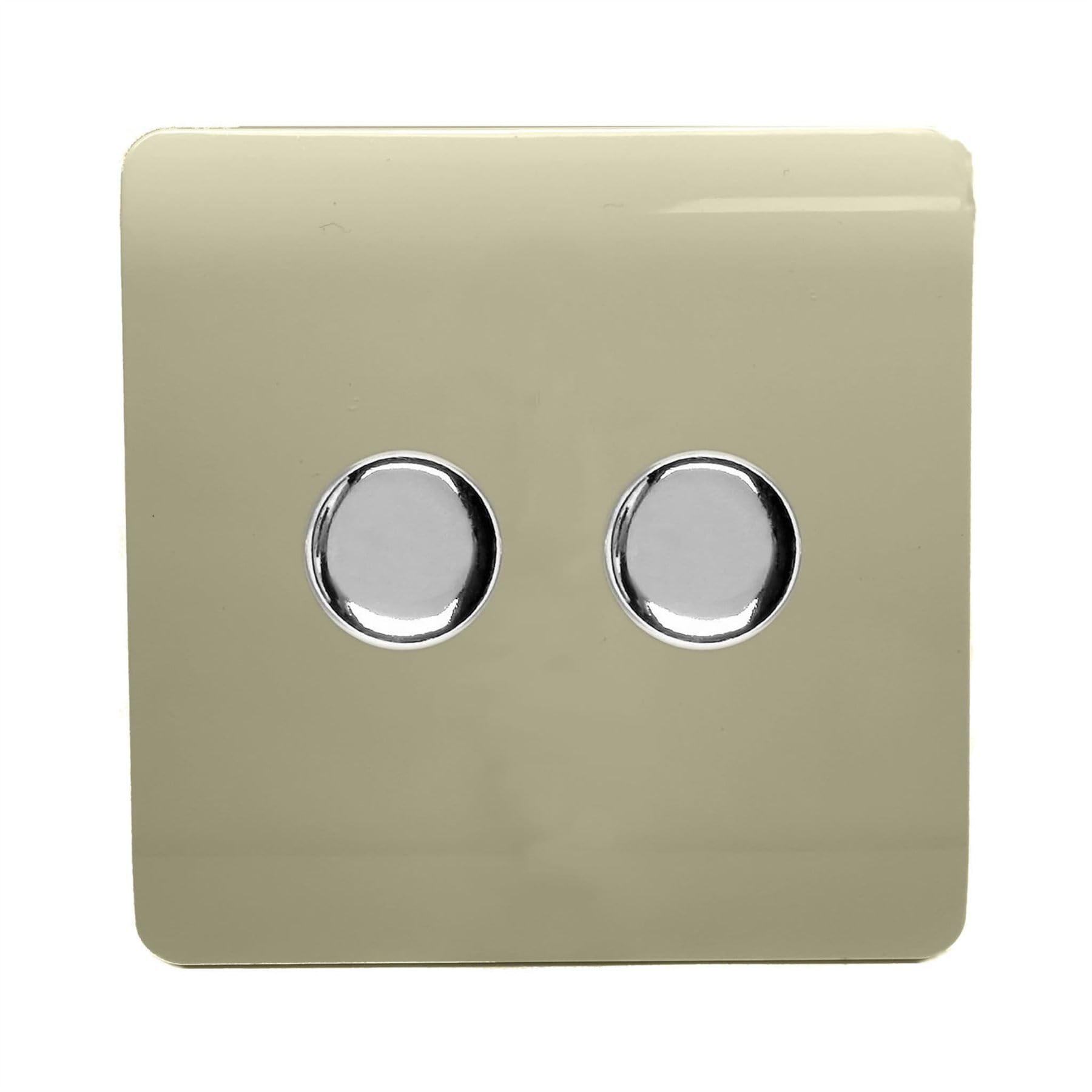 Trendi Switch Champagne Gold 2 Gang 1 Or 2 Way 150W Rotary Led Dimmer Light Switch, Art-2Ldmgo 7091052723477