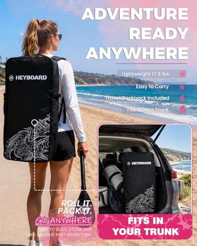 Image of HEYBOARD Inflatable Stand Up Paddle Board 10'6 inchx32 inchx6 inch Standup Paddleboard with Premium SUP Accessories & Backpack, Non-Slip Deck, Waterproof Bag, Leash, Paddle, Hand Pump