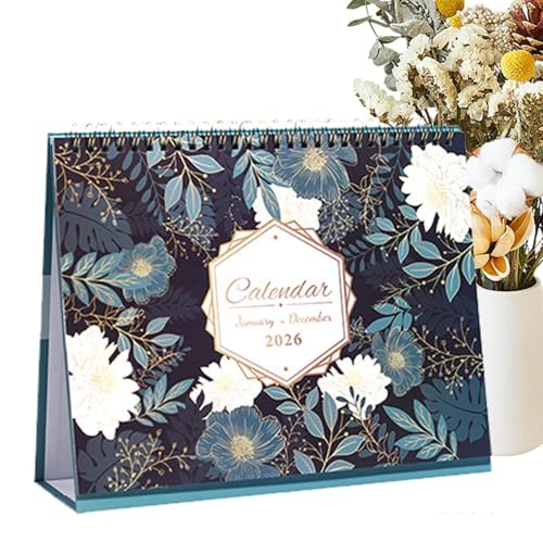 Calendario de escritorio floral y planificador mensual de mesa para escuela