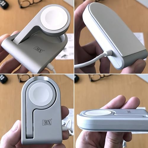 Image of MX Watch Charger with USB Dock Cable - 1 Meter | Magnetic Wireless Charging Cord | USB Charger Compatible with Apple Watch Series 1-9, SE, Ultra | Travel-Friendly (White)