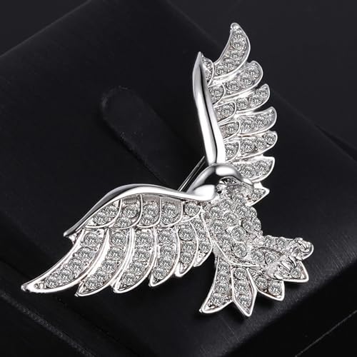 Image of Fashion Crystal Eagle Bird Brooch Pin Full Cubic Zirconia Hawk Suit Pin Rhinestone Animal Eagle Lapel Pin Jewelry for Women Men Gifts