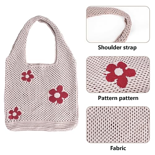 Image of LassZone Crochet Tote Bag for Women Knitted Hobo Bag Summer Beach Bag Large Shopping Shoulder Bag Handbags