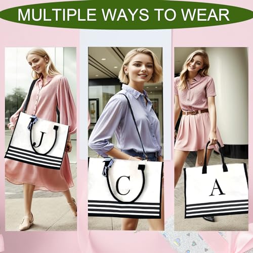 Initial Canvas Tote Bag, Personalized Monogrammed Beach Tote Bags, Birthday Gifts for Women, Mom,Teachers(LetterB)2