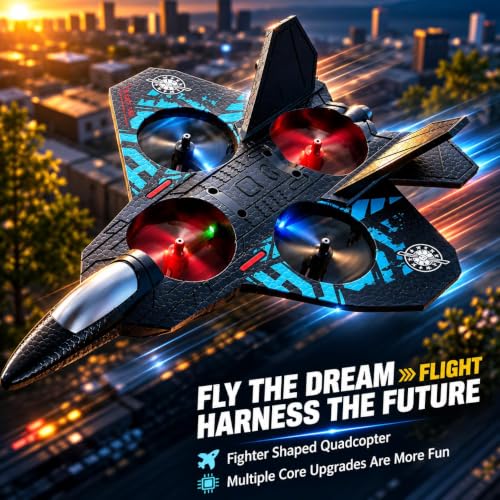 Image of Remote Control Fighter Jet RC Airplane for Kids & Adults, Dual Battery Flying Plane Toy with LED Lights, 360 Flip & Stunt Roll, 2.4GHz RC Aircraft, Easy Fly Glider for Boys, Girls & Beginners