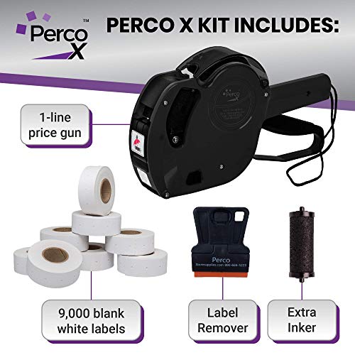image for Perco X 1 Line Price Gun Kit - 1 Line Label Gun with 9000 White Blank 
