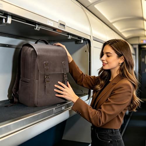 Mochila de cuero para laptop 15.6'' impermeable unisex miniatura 5