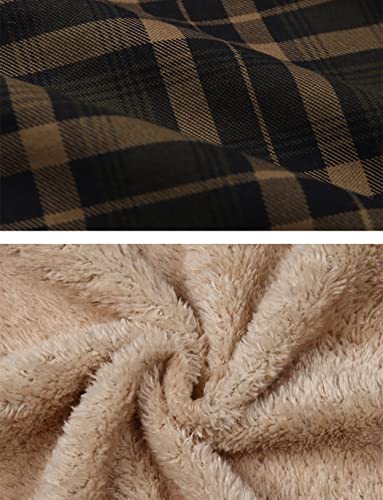 Haellun Men'S Long Sleeve Sherpa Lined Shirt Jacket Flannel Plaid Fleece Coats  thumb #6