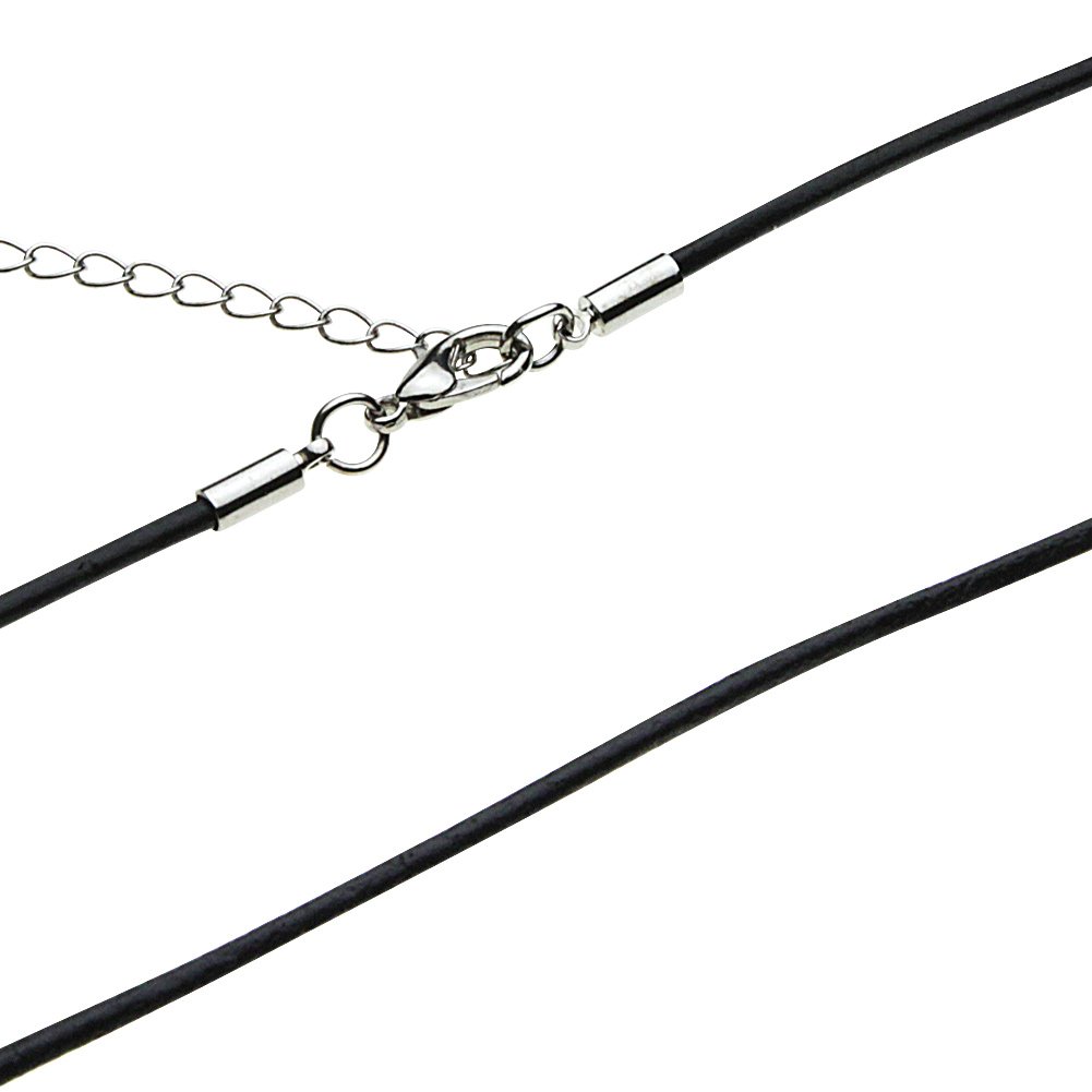 Amazon | [セノーテ] 幅2mm 黒 革紐 ブラック レザー ネックレス