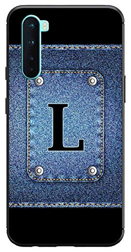 Image of Amazon Brand - Solimo Designer Button Jeans Alphabet-L Printed Soft & Flexible Hybrid Back Case Mobile Cover for OnePlus Nord