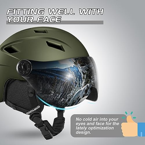 image for Odoland Ski Helmet with 2-in-1 Visor Goggles, Light Weight Snowboard H