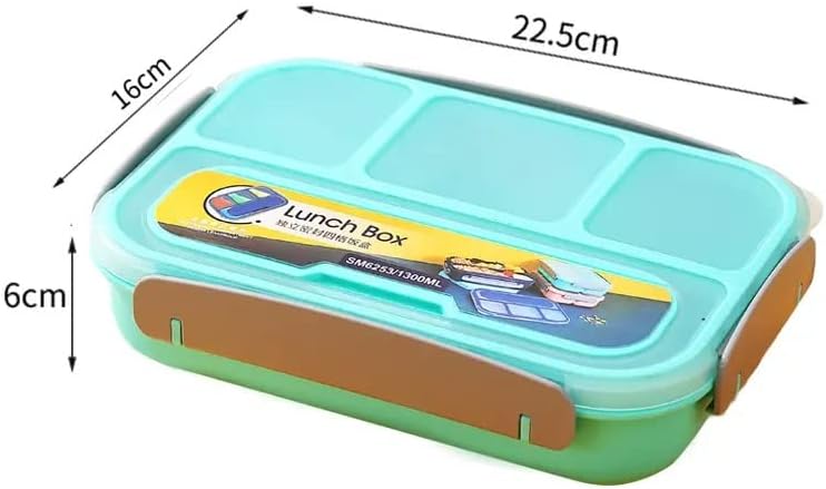 Miniatura 3 de Lonchera Bento para niños con combo de tenedorcuchara, ideal para la escuela y sobre la marcha (aguamarina)