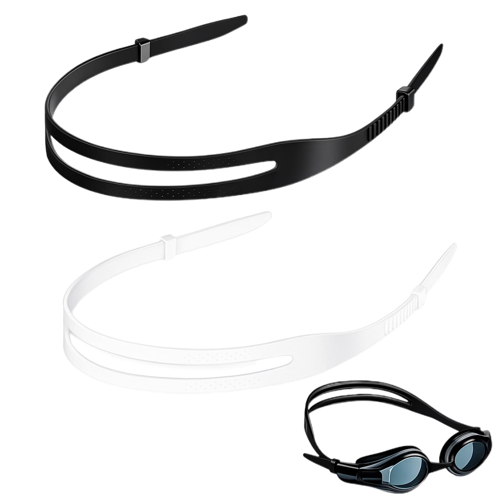 XQCHAIN 2Pcs Silicone Swim Goggle Strap Replacements with Clips for Adults
