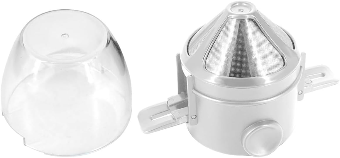 2pcs Ultra-fine Mesh Metal Coffee Filter Cups with White Funnel Base, Reusable Paperless Drip Filter for Home and Office Brewing, Portable Professional Coffee Making Accessories