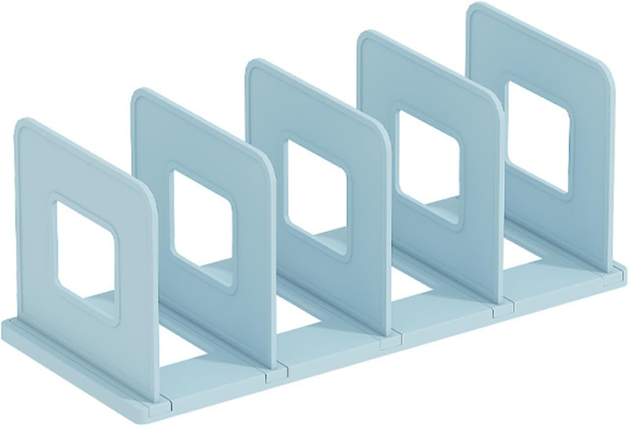 Marte Vanci Desktop File Sorter Organiser Purse Organiser Thickened Plastic Magazine Holder Bookshelf Rack Mail Divider for Office Desk Kitchen Shelf Closet 4 Slots Blue