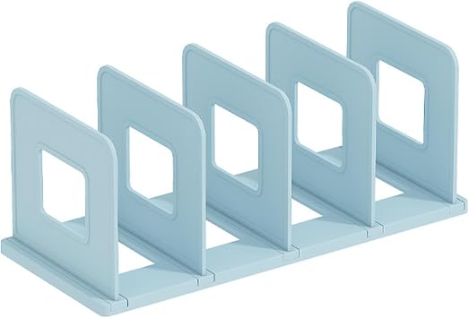 Marte Vanci 4 Slots Desktop File Sorter Organizer Purse Organizer Thickened Plastic Magazine Holder Bookshelf Rack Mail Divider for Office Desk Kitchen Shelf Closet Blue