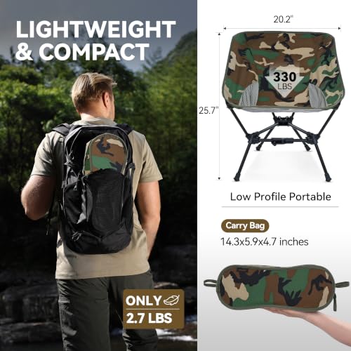 Image of MARCHWAY Lightweight Folding Camping Chair with Spring Lock, Stable Compact Portable for Outdoor Camp, Travel, Beach, Picnic, Festival, Hiking, Backpacking (Camo)