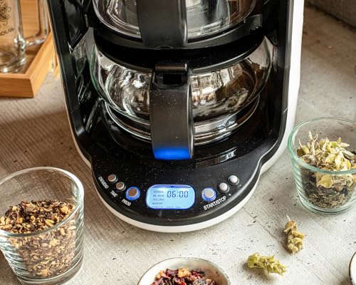 Rommelsbacher Tee Automat TA 1200-5 Programme, 4 Brühtemperaturen (80/85/90/100 °C), Ziehzeit bis 10 Min. einstellbar, Warmhaltefunktion, Startzeitvorwahl, Glas-Teekanne, Edelstahl-Teesieb, 1200 W