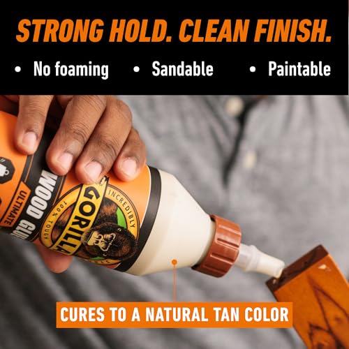 image for Gorilla Ultimate Waterproof Wood Glue, Natural Wood Color, 18 Ounce (P