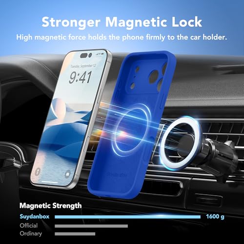 Image of Magnetic for iPhone 17 Pro Max Case, Compatible with MagSafe, [Full Camera Protection][Screen Protector] Silicone Shockproof Protective Phone Case for iPhone 17 Pro Max 6.9 inch, Klein Blue