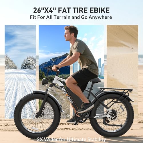 EDIKANI 26″ Electric Bike for Adults, Peak 1500W 34MPH Fast